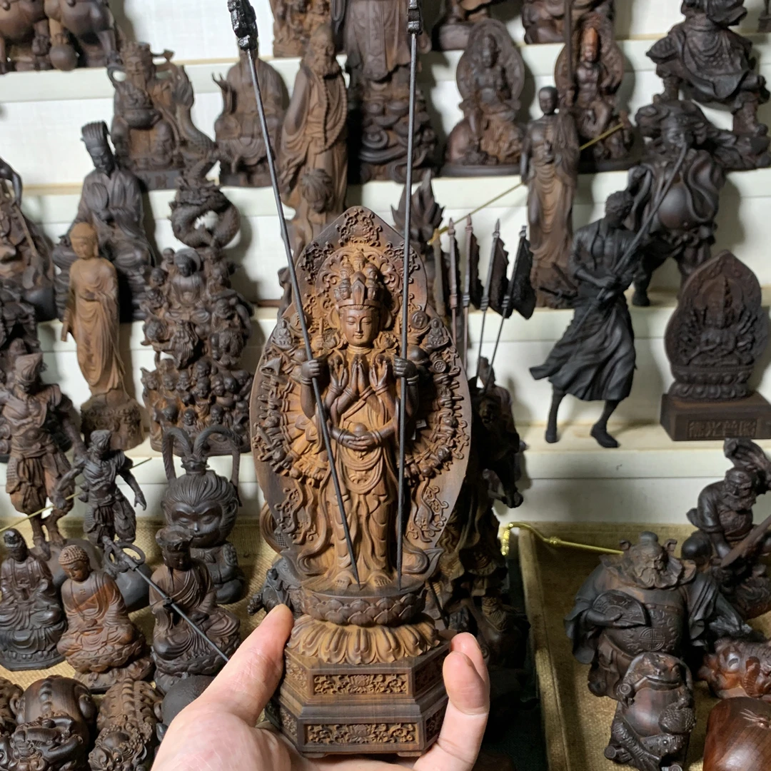 太行崖柏雷击木20公分千手观音木质雕刻摆件