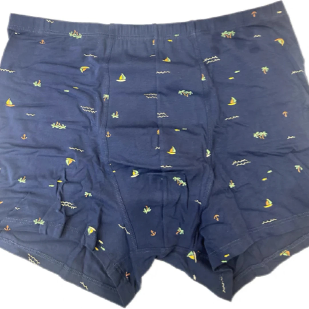 新一系55396男款95棉长腿内裤95棉三条装裤衩男士蓝色四角休闲