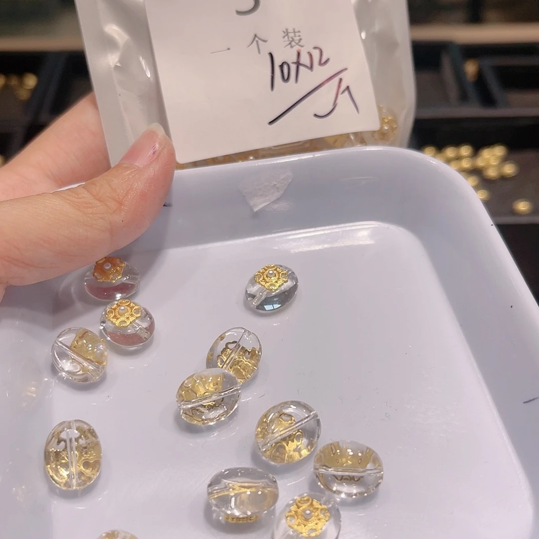 水晶珠宝半成品银S925镀金镶嵌3