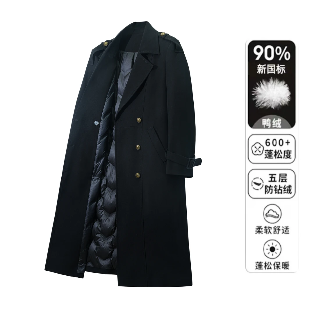 【杭州工厂直发】90白鸭绒风衣羽绒服加厚2024新款长款外套231