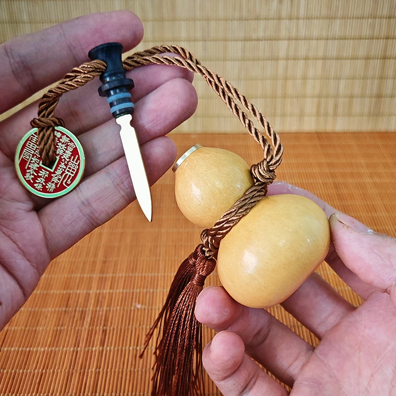 养剑葫芦小剑来配件成品铜镶口文玩雷击纹葫芦手把件摆件