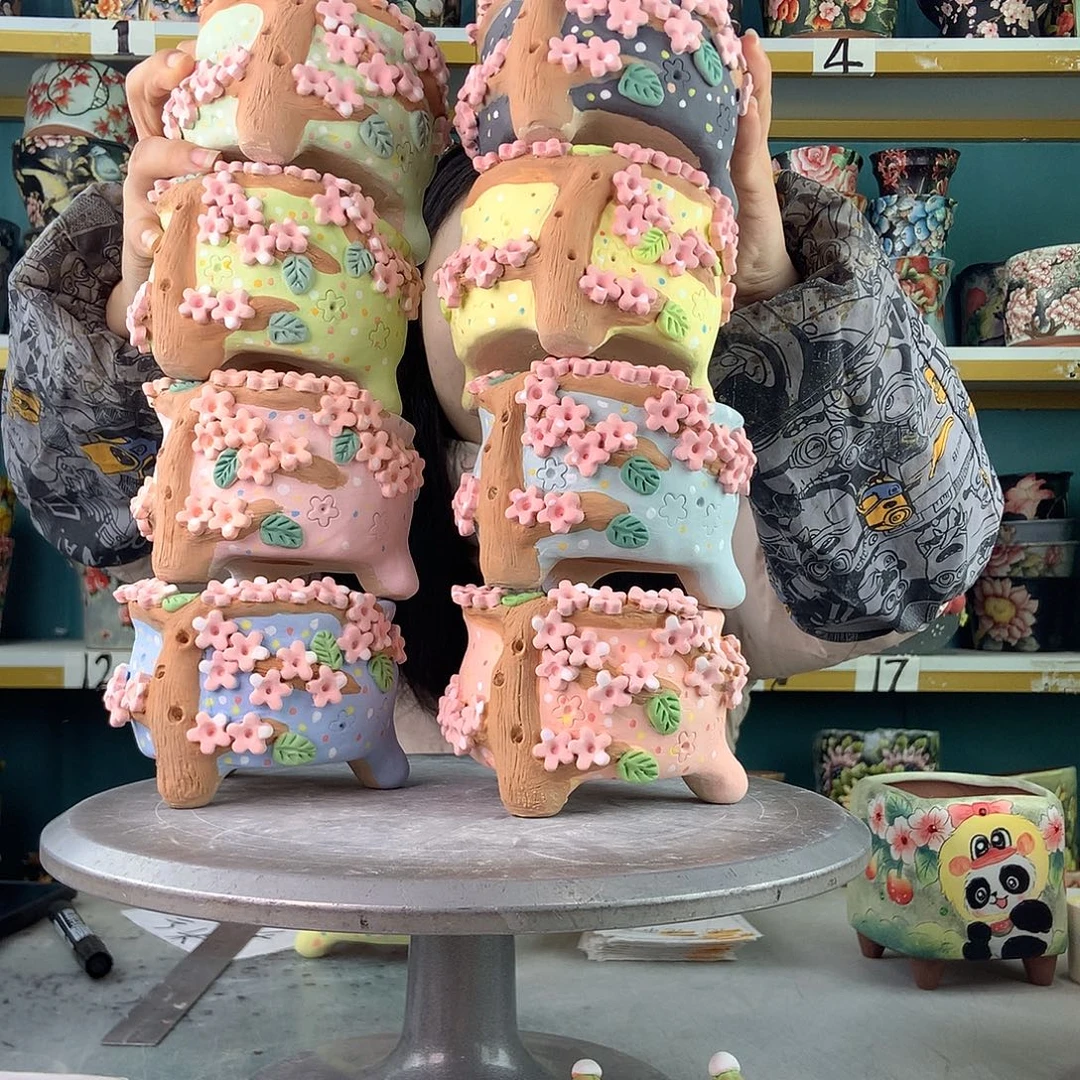 艾***子陶景德镇手工花盆236