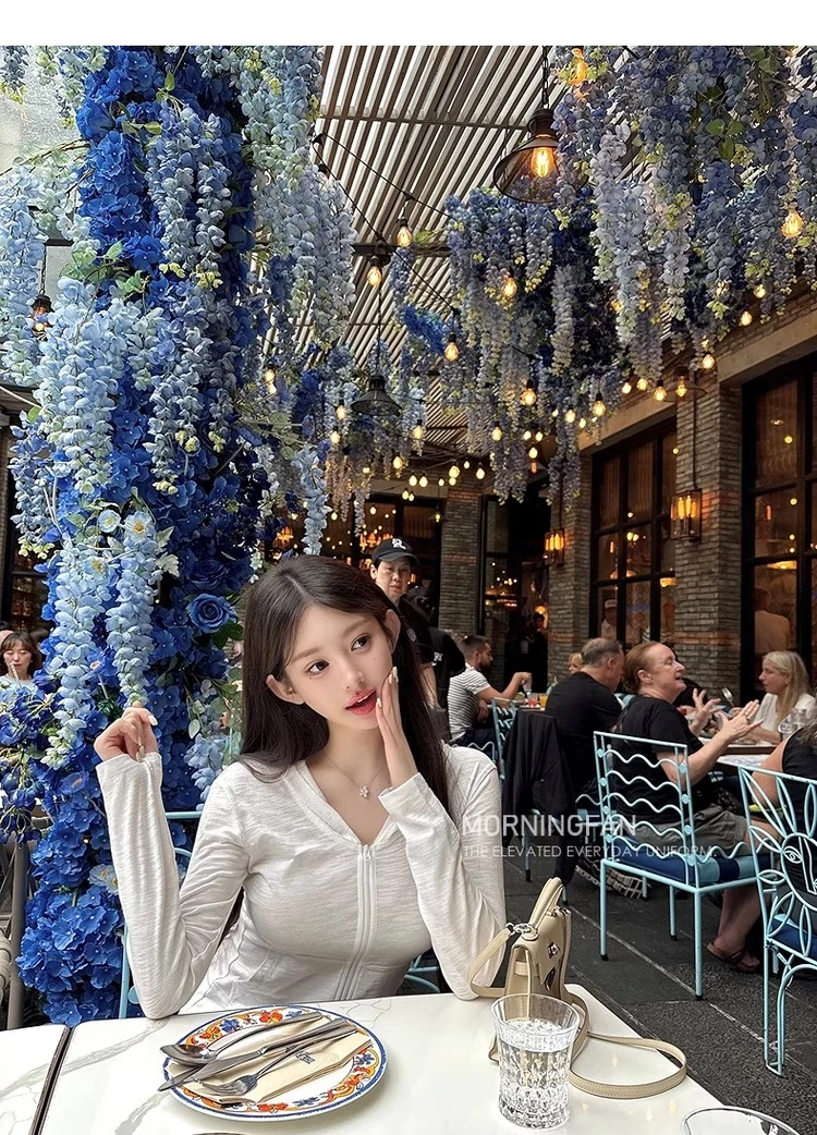 【透氧卫衣】纯色修身显瘦拉链开衫上衣女时尚百搭透气防晒连帽罩衫