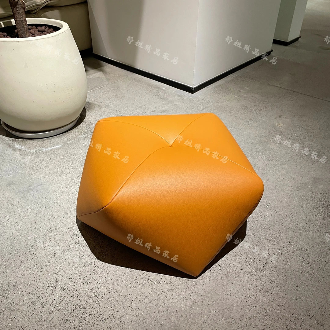 轻奢皮质八角凳客厅沙发凳创意简约小坐墩家用矮凳换鞋凳