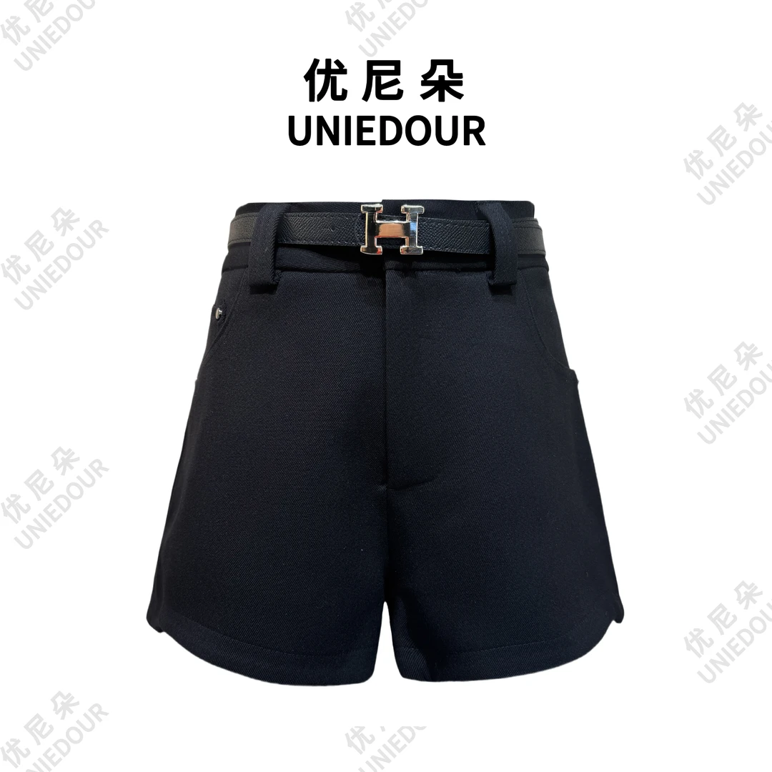 UNIEDOUR/优尼朵2025春季新款休闲辣妹裤女韩版短裤配腰带7808