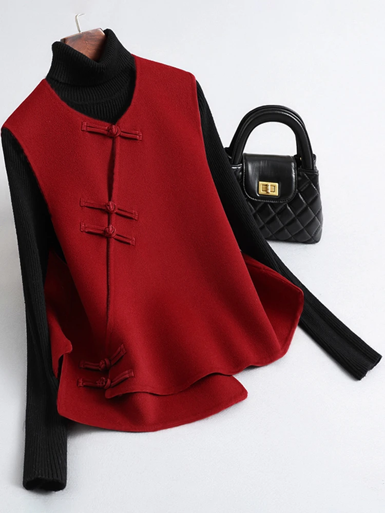 2025冬季新款新中式国风复古高级感气质红色喜庆款无袖百搭马夹女