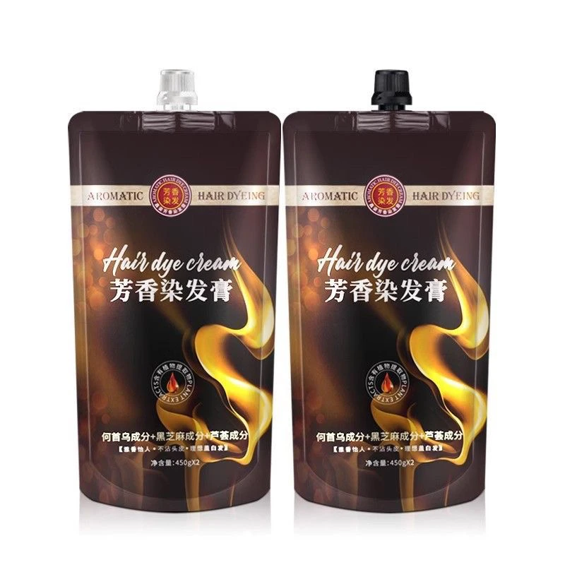 氨基酸黑油黑发霜染发剂盖白头发一梳黑温和不刺激