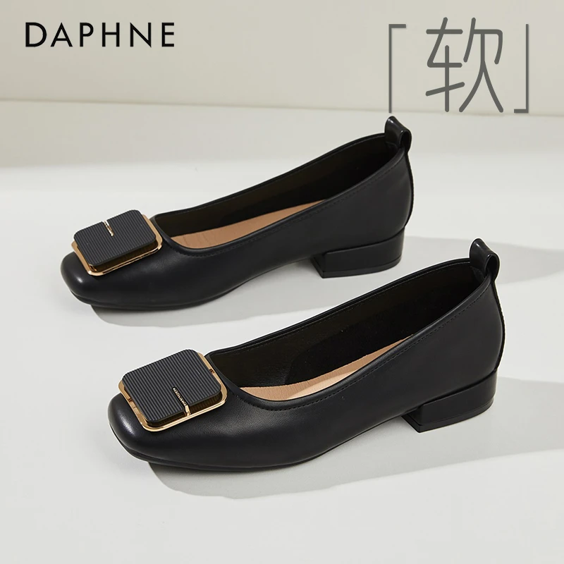 达芙妮软底软面单鞋女2025秋季新款法式气质一脚蹬瓢鞋浅口小皮鞋