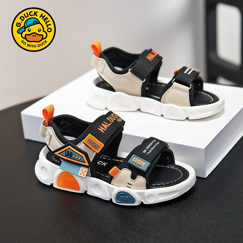 小黄鸭男童凉鞋露趾凉鞋2025夏季防滑男孩拖鞋软底运动儿童沙滩鞋