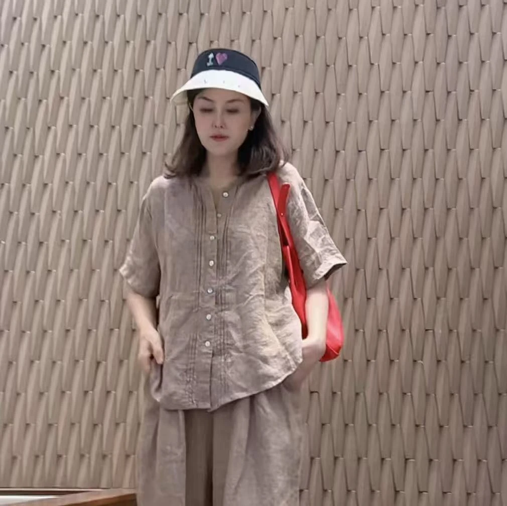条形设计2025新款洋气宽松休闲上衣显瘦气质时尚百搭女士夏季复古