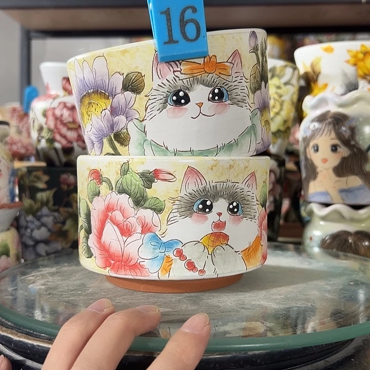 满38包邮 景德镇手绘花盆