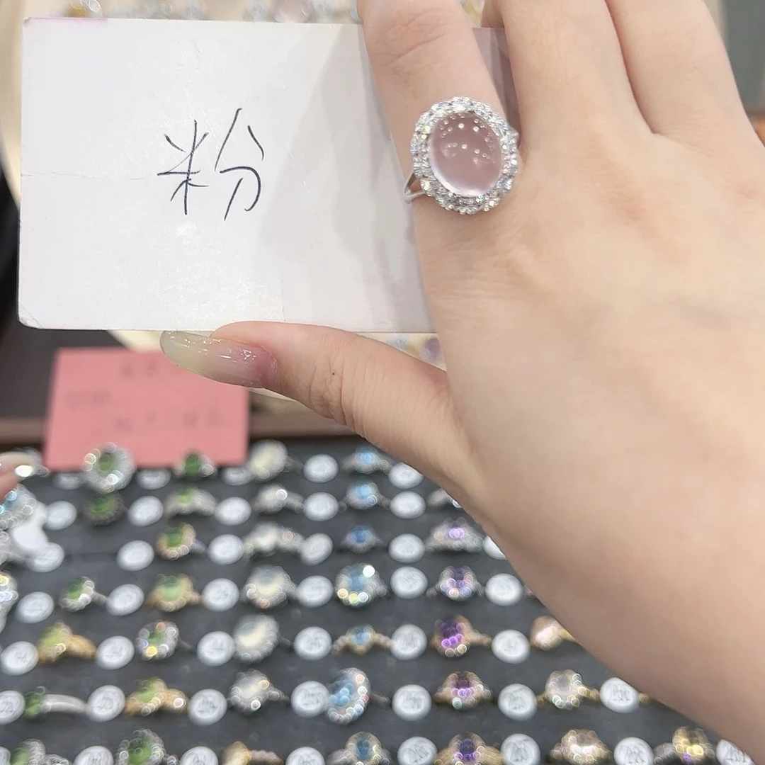 蛇纹石玉戒指银S925镶嵌密***