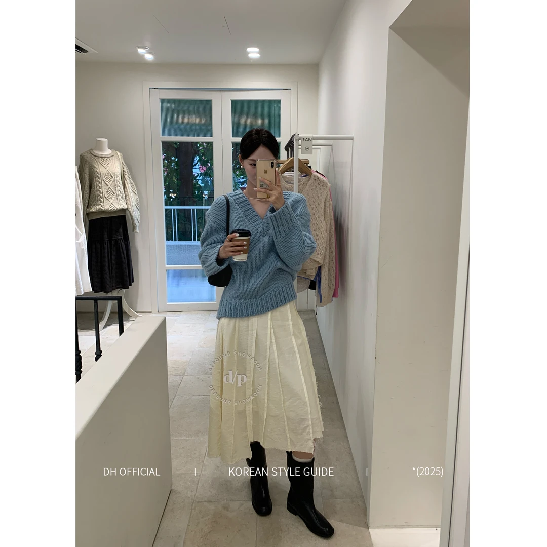 现货 DH大花【首尔假日 Seoul】秋冬层次肌理显瘦层叠半身裙