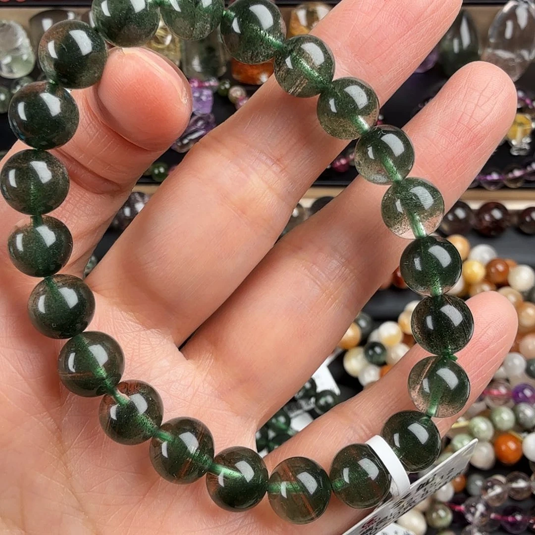 水晶手链未镶嵌天然绿幽灵聚宝盆步步高升千层