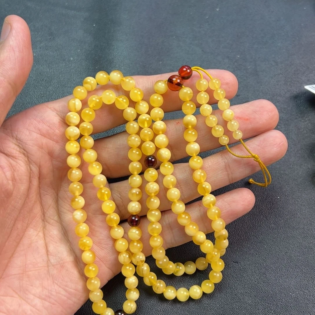 蜜蜡颈饰未镶嵌多样性高端老黄蜡蜜蜡链子125颗