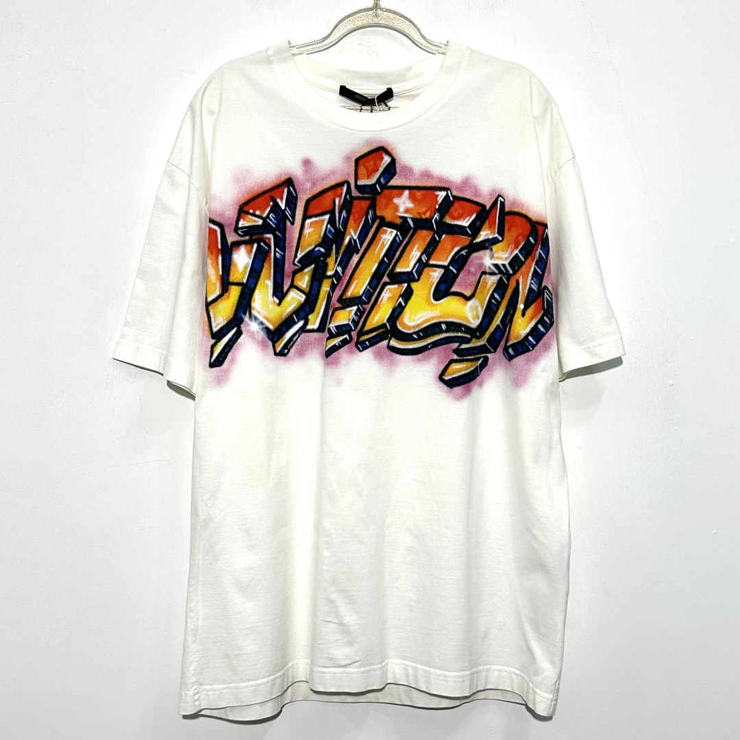99新 LouisVuitton/路易威登 XL码 经典logo白色短袖 M052