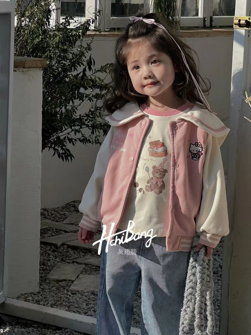 灰翅膀2025春款kitty猫棒球服33178牛仔裤32252女童甜美可爱