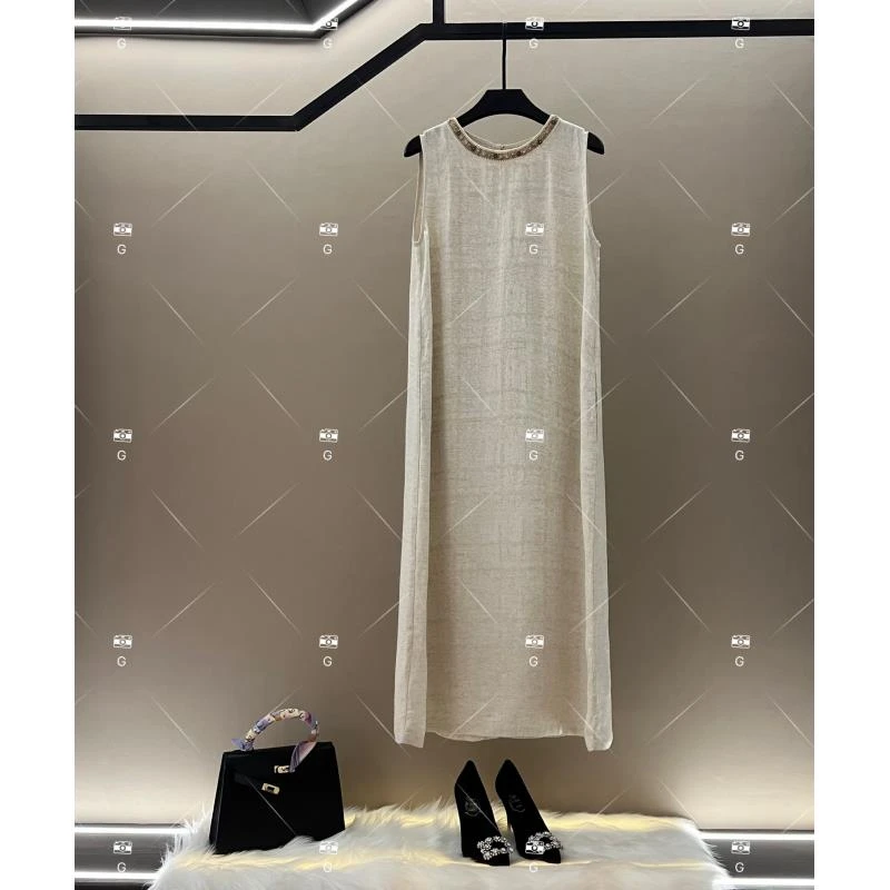 【WW】夏季新款复古时尚百搭印花无袖连衣裙 H-720