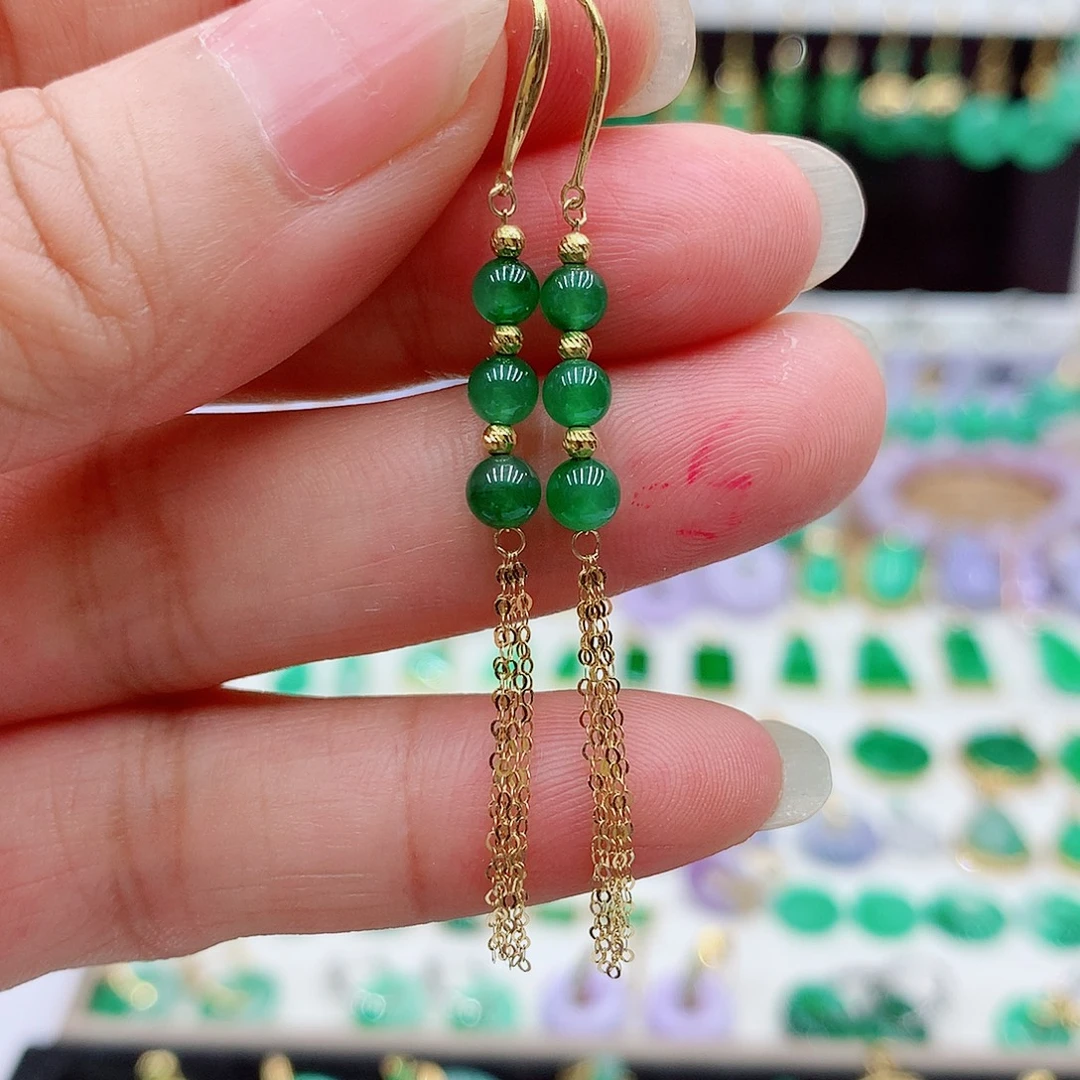 翡翠18K金镶嵌耳饰