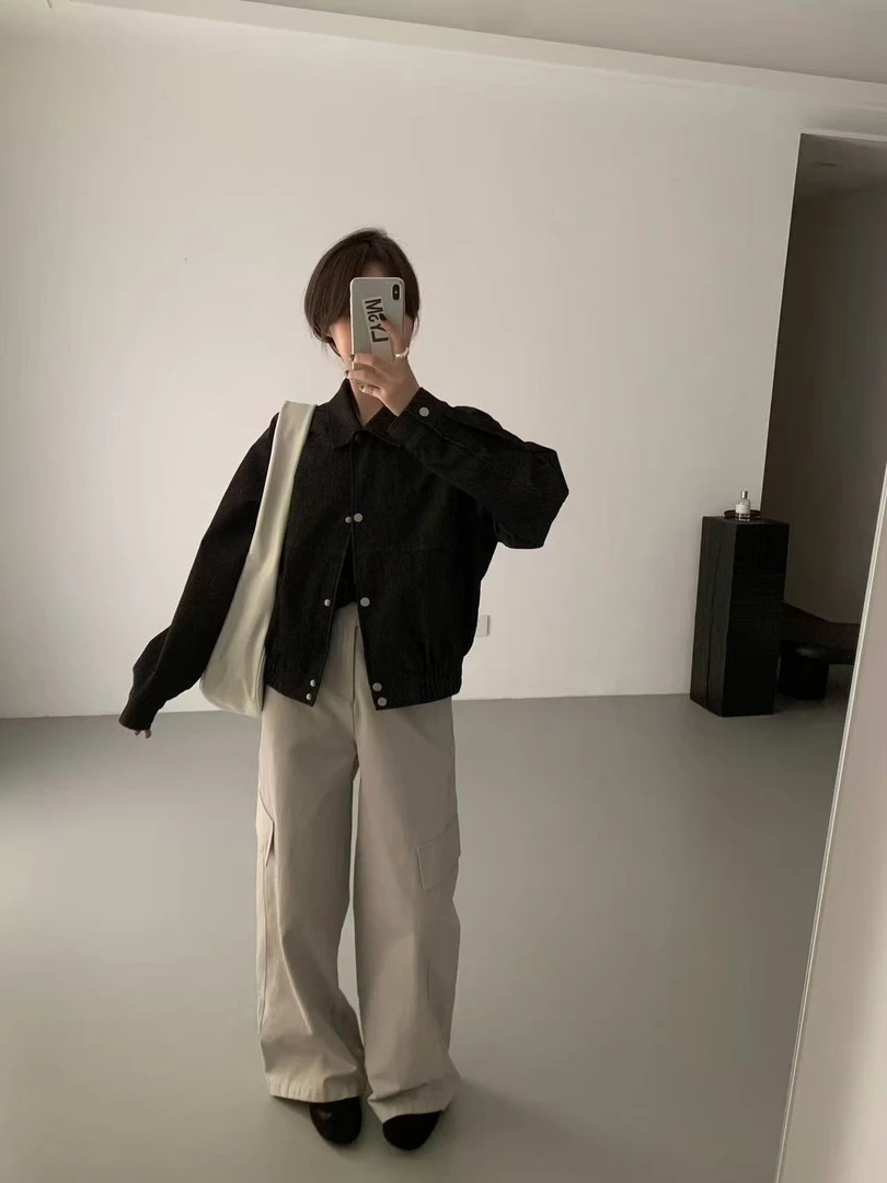 【刘噗噗】LH 蓝黑色竖条纹牛仔外套 极具质感 26017