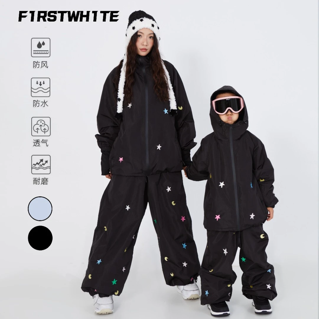 F1RSTWH1TE星星滑雪服裤儿童亲子男女童3L高性能加厚2024新款