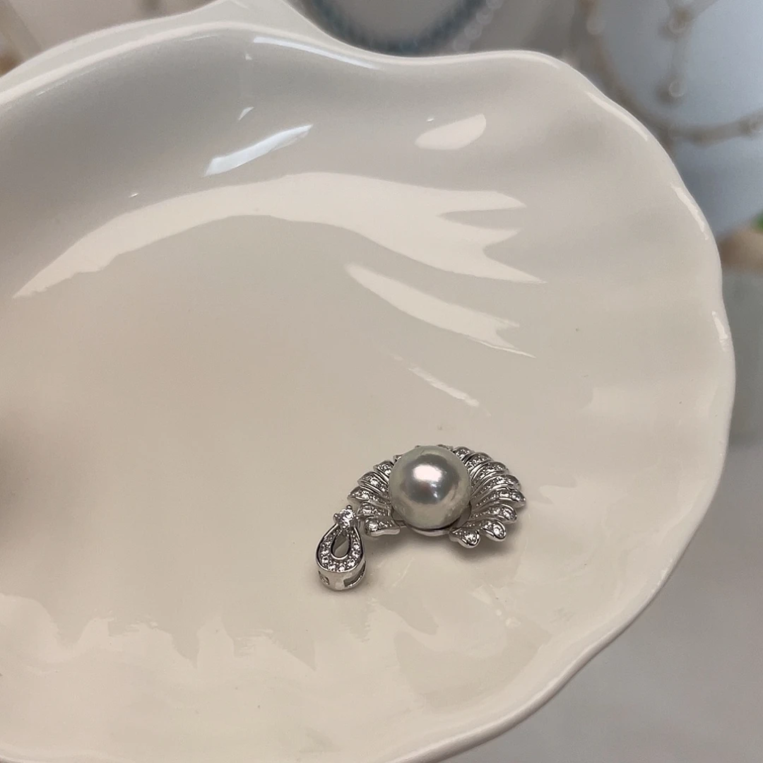 吊坠(不含链)银S925镶嵌海水珍珠
