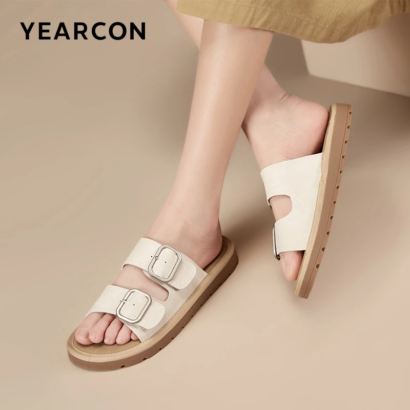 意尔康平底勃肯一字拖女轻便2025夏季新款休闲沙滩凉拖鞋外穿软底