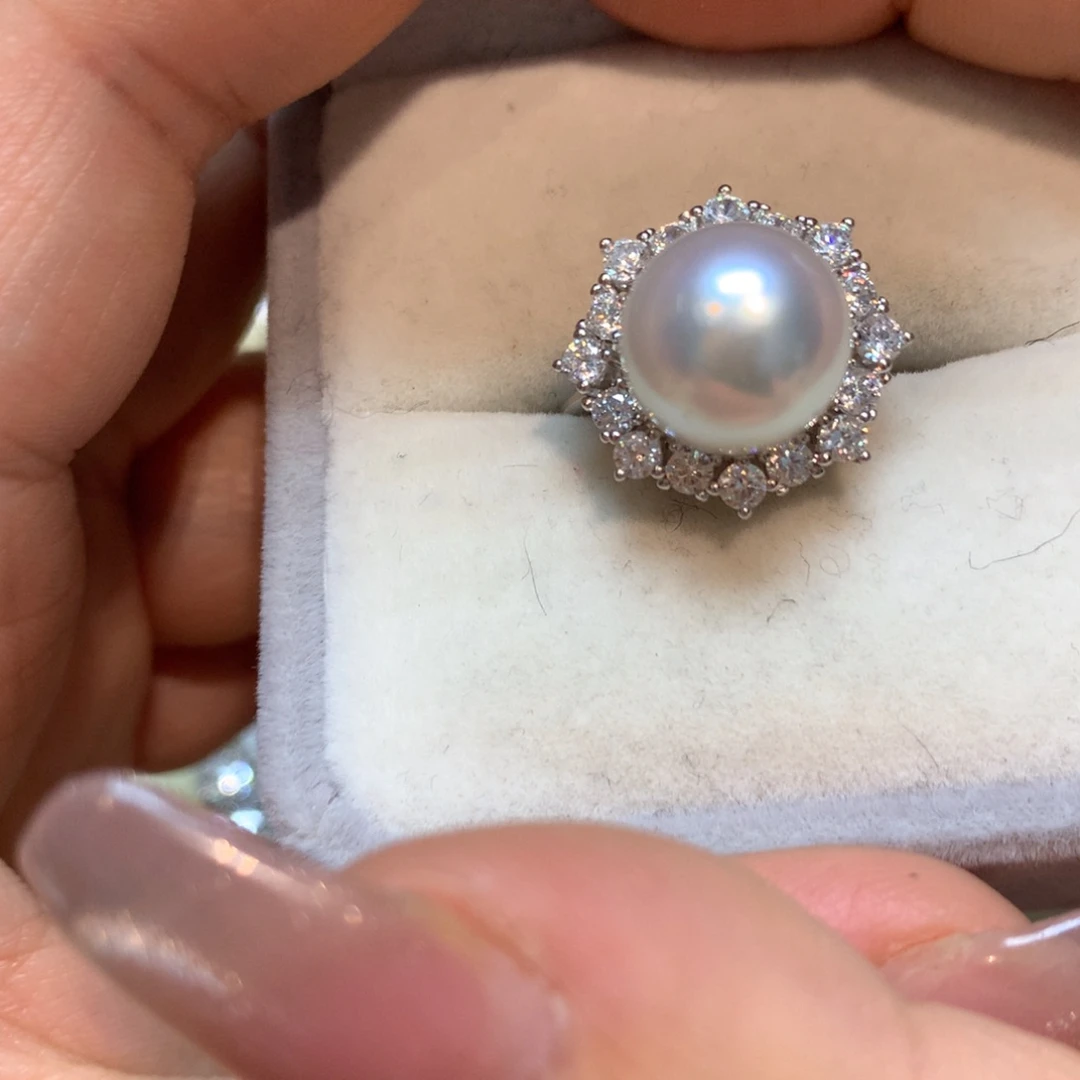 海水珍珠戒指银S925镶嵌