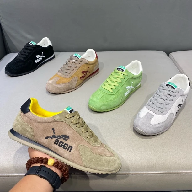 2025新款系带圆头磨砂防滑软底板鞋舒适拼接潮流休闲百搭潮流男鞋