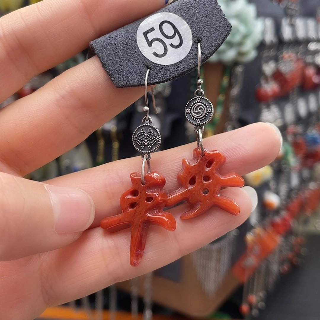 翡翠耳饰银S925镶嵌186gjnhgg