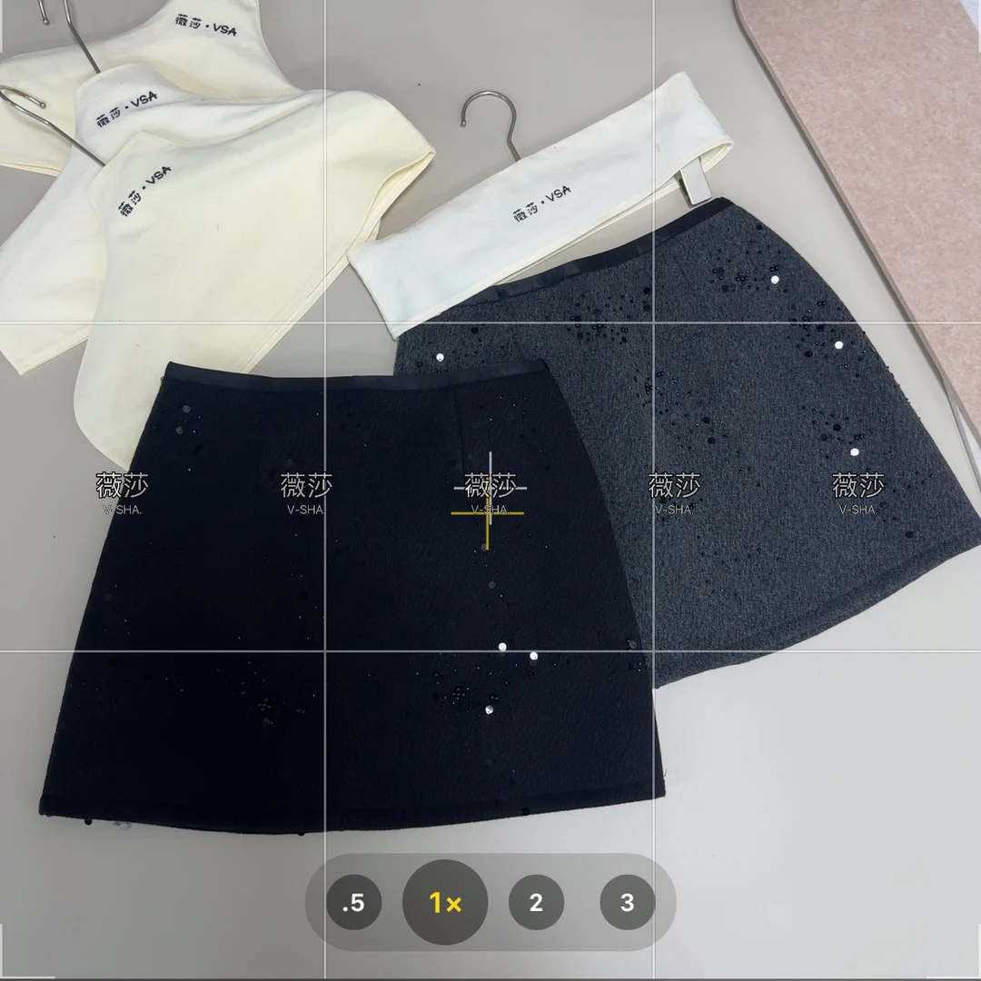 薇莎9620【订珠亮片】细闪亮片软呢短裙