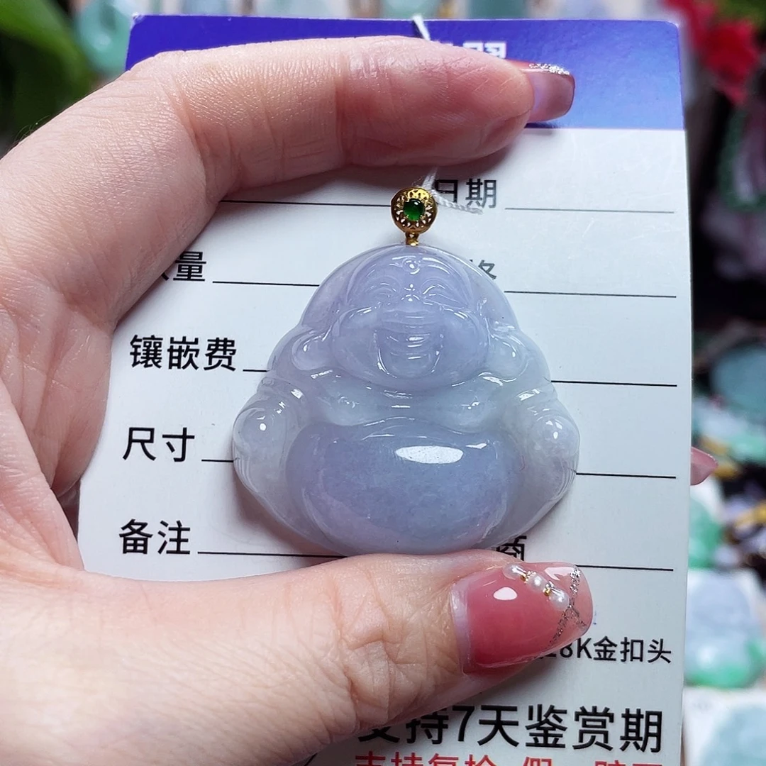 翡翠18K金镶嵌颈饰佛公22