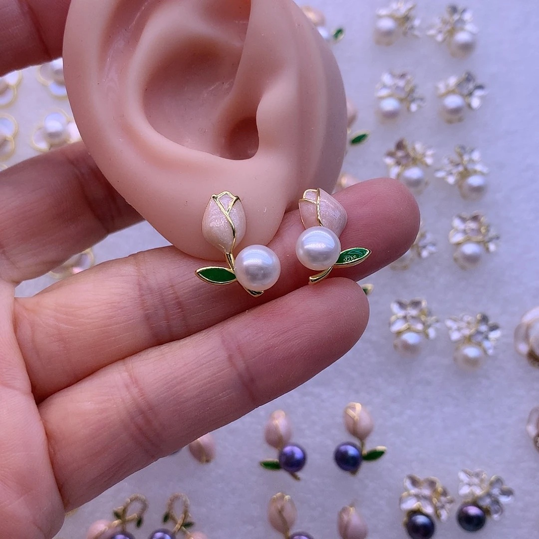 淡水珍珠耳饰合金