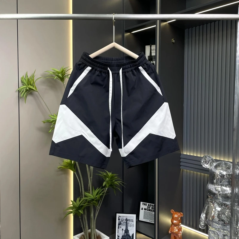 2025夏季男士五分短裤潮流拼色速干薄款百搭休闲运动宽松韩版拼接
