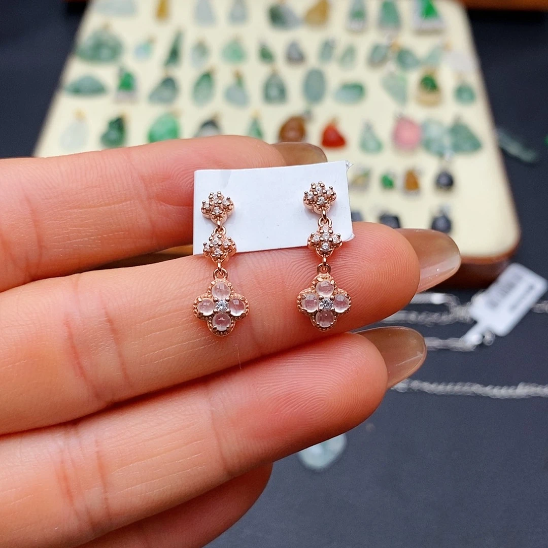 银S925镶嵌翡翠耳饰