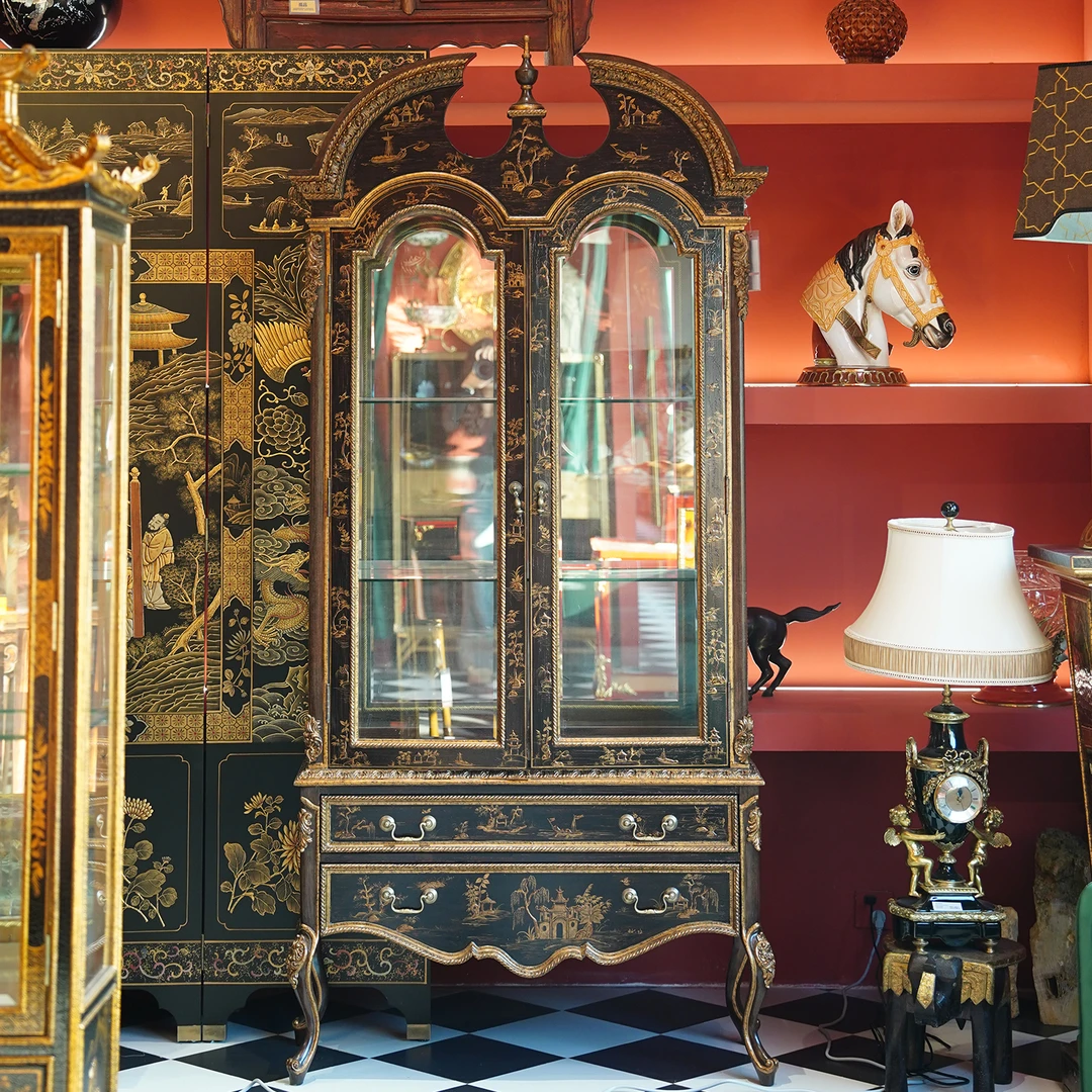 【本尼家】YS85法式中国风手绘山水图案展示柜102*38*220cm玄关柜