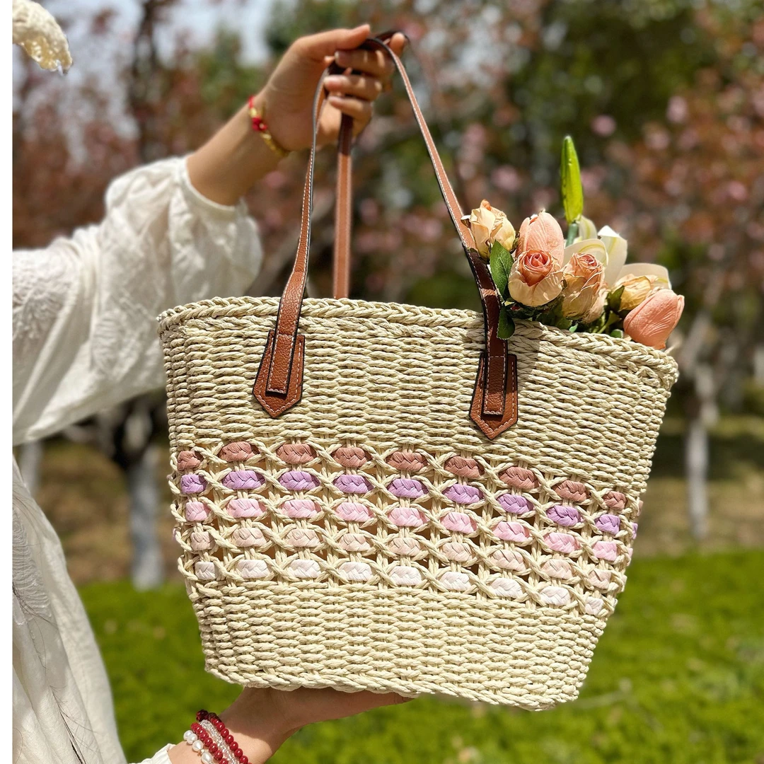 编织包包海边度假女式新款爆款托特包大容量通勤单肩包草编包百搭