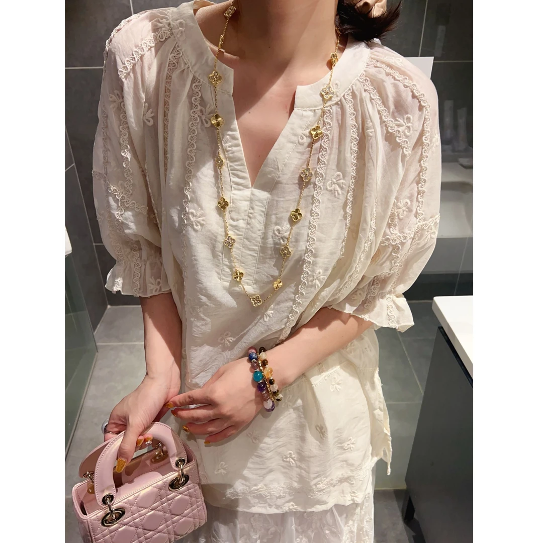 法式重工蕾丝蝴蝶结宽松短袖衬衫女夏季新品休闲百搭薄款半袖上衣