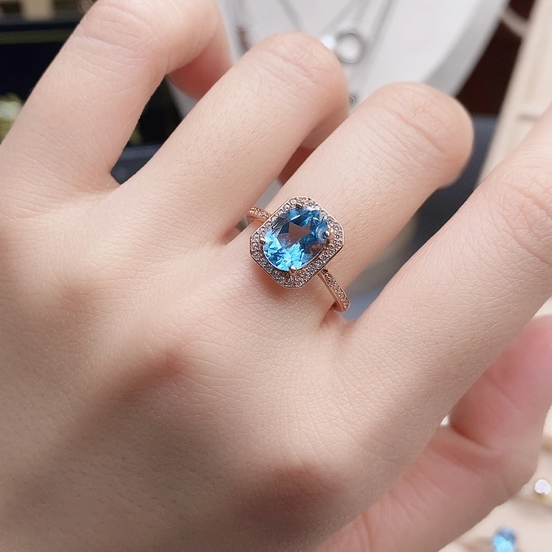 戒指托帕石银S925镶嵌戒指