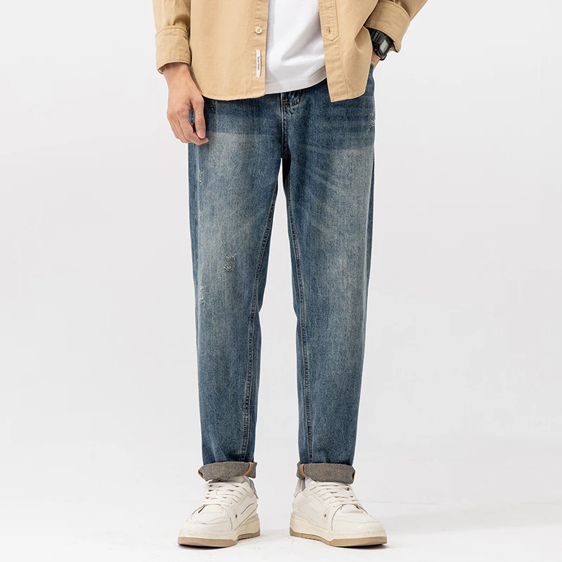 2025春夏季新款牛仔裤男复古美式宽松直筒休闲百搭长裤男