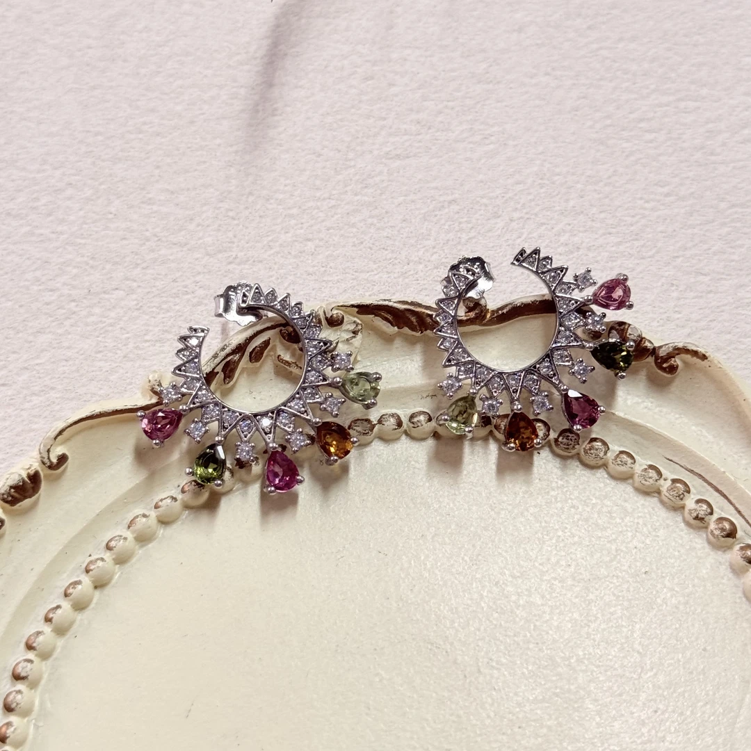 【六六中古】孤品精美s925碧玺耳饰ty2905