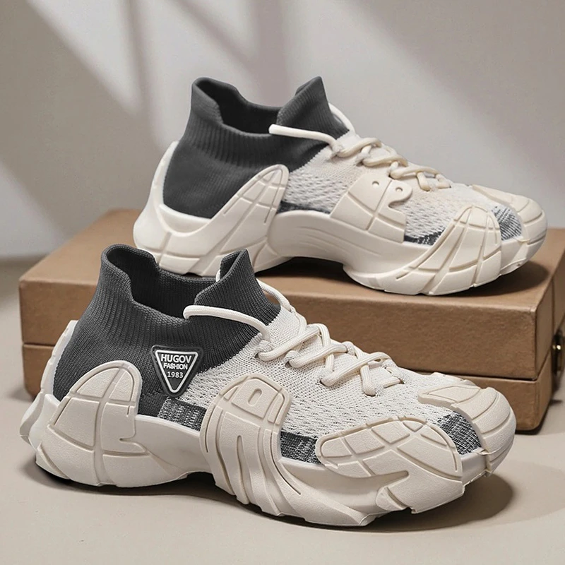 男鞋网面透气百搭休闲拼色耐磨防滑运动帕拉鞋弹力厚底时尚休闲鞋