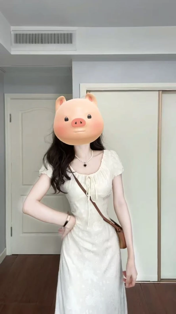 2025夏季新款法式提花抽绳连衣裙女温柔风茶歇长裙气质时尚高级感