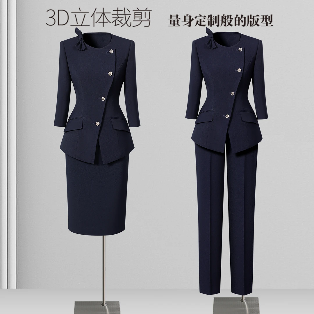 职业西装套装秋气质女神范修身立体裁剪酒店售楼部案场客服工作服