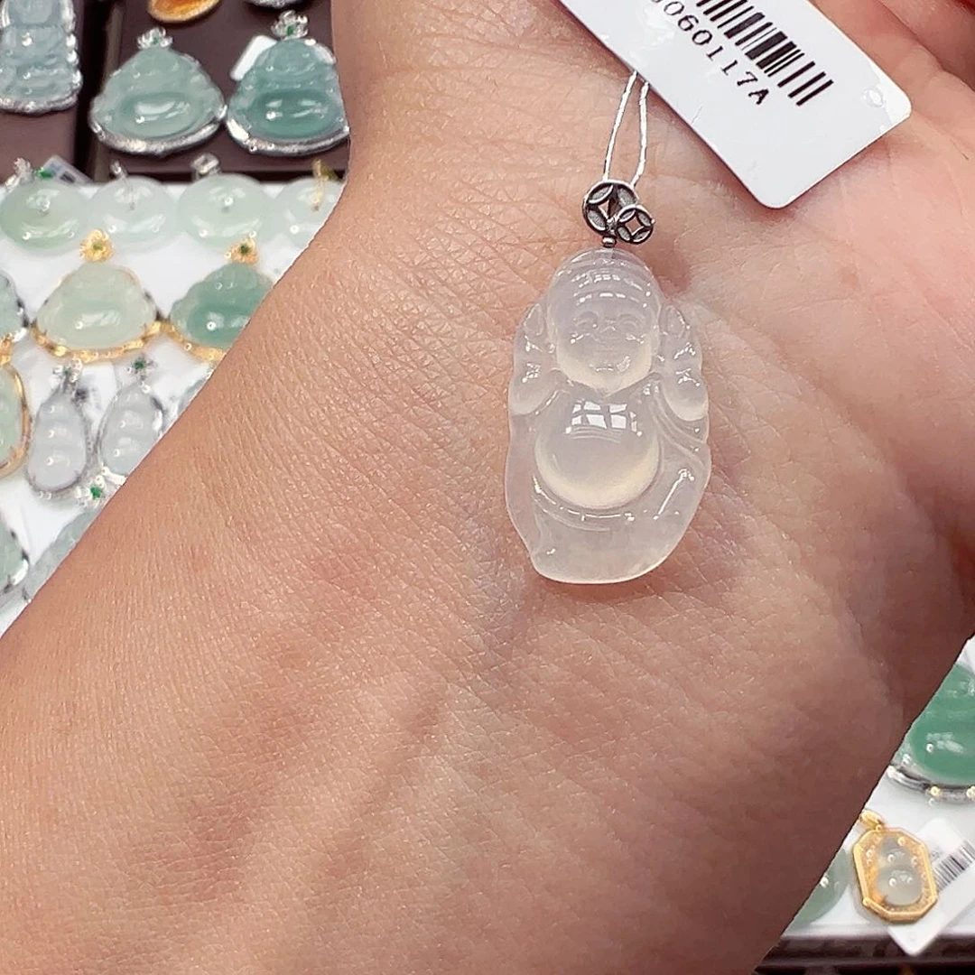 吊坠(不含链)18K金镶嵌翡翠财神爷