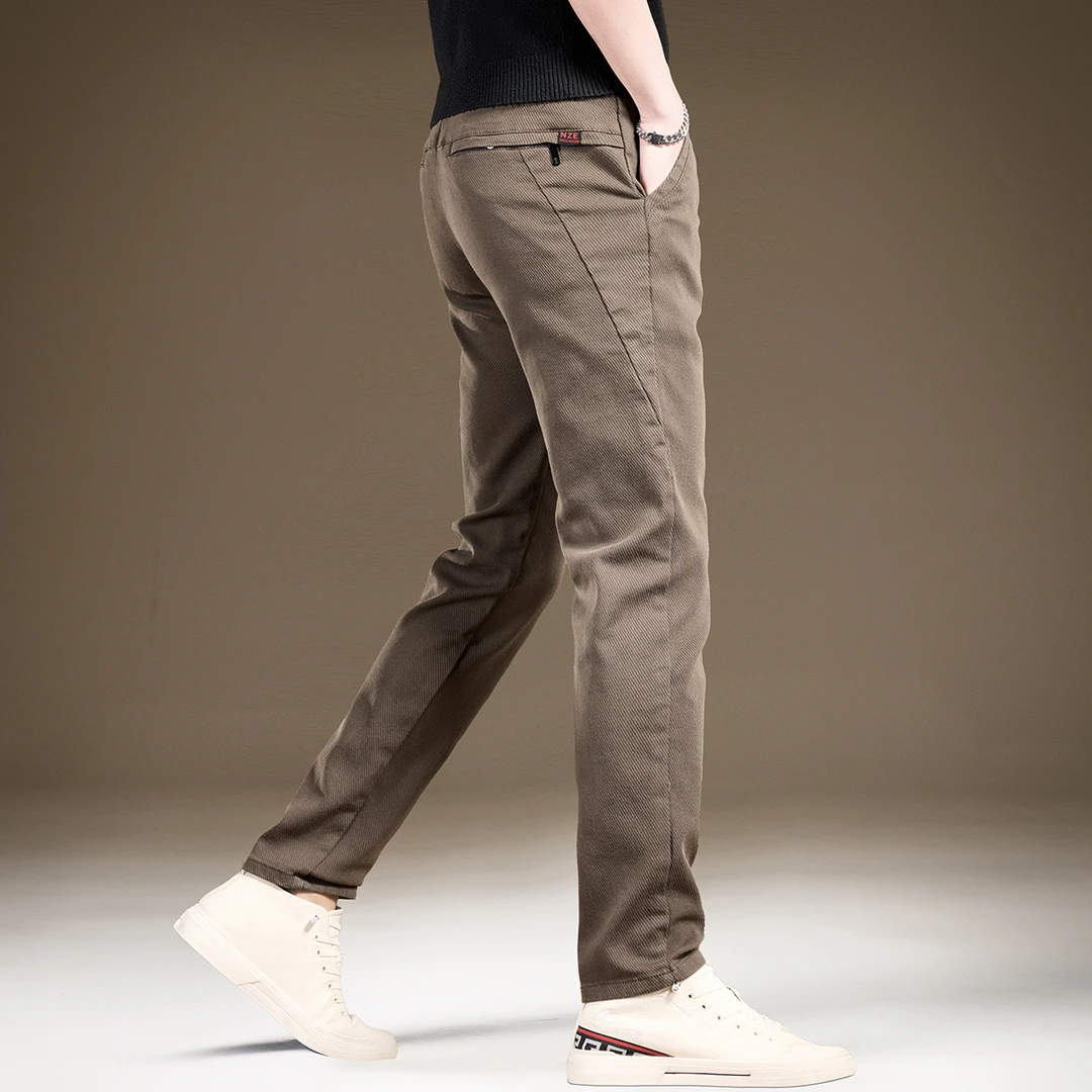 高端轻奢弹力男士休闲裤2025夏季薄款修身直筒长裤潮牌韩版西裤男