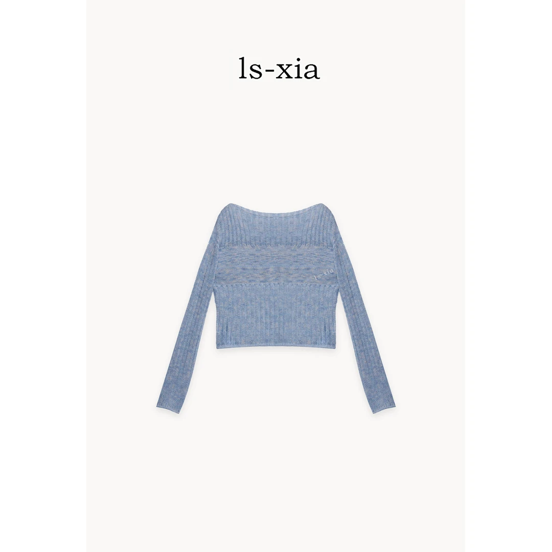 【镂空条纹】时尚优雅坑条织法一字领针织衫