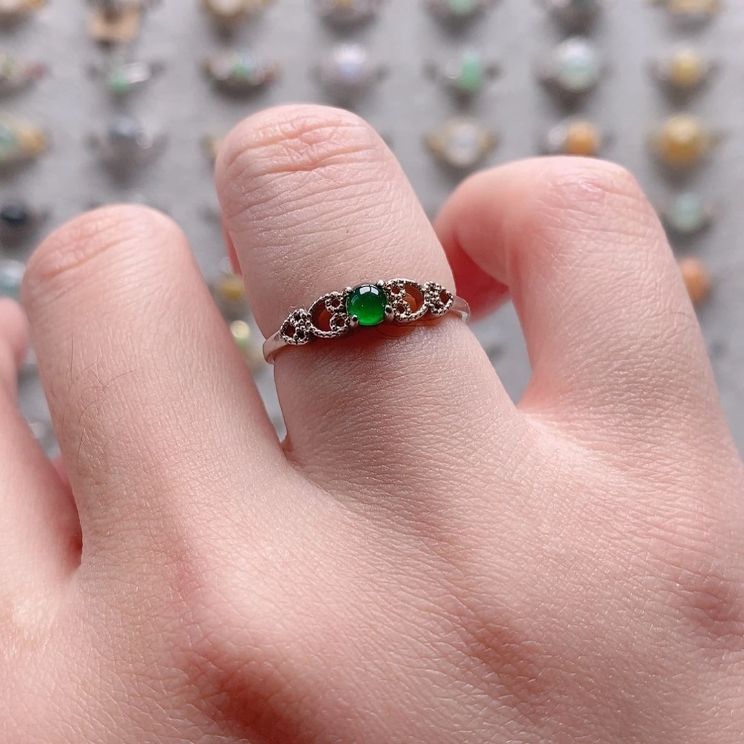 翡翠银S925镶嵌戒指