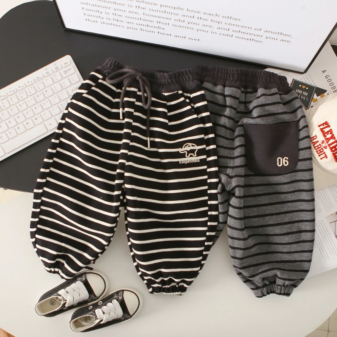 男童裤子春秋款秋装儿童休闲裤百搭洋气条纹小童裤子潮酷韩版童装