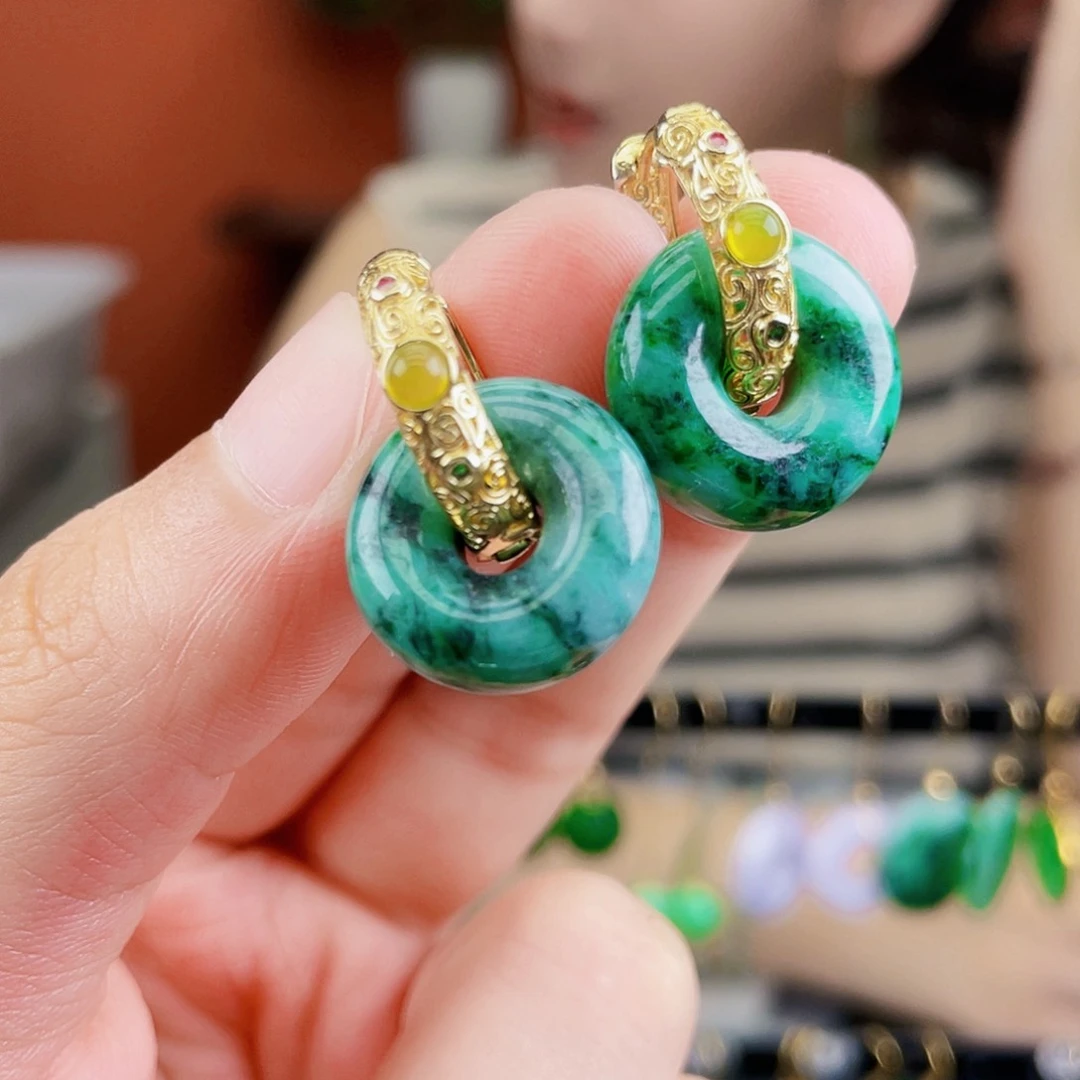 翡翠未镶嵌耳饰饰品